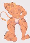  abs absurd_res anthro armpit_hair bandai_namco blonde_hair body_hair bulge claws clothing digimon digimon_(species) felid hair hi_res leomon lion looking_at_viewer male mammal muscular muscular_anthro muscular_male nipples pantherine pecs pubes scar simple_background sir_arion solo underwear white_background 