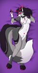  absurd_res anthro bed belly big_tail breasts canid canid_demon canine canis collar dakimakura_design demon female furniture genitals hellhound hi_res horn jewelry mammal mommyshide necklace nipples piercing pillow pregnant pussy solo striae tail wolf woolfyubari_(artist) xheten 