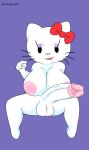  2023 anthro areola balls big_breasts big_penis breasts domestic_cat erection felid feline felis genitals gynomorph hello_kitty_(character) hello_kitty_(series) huge_breasts huge_penis intersex looking_at_viewer mammal penis sanrio savagensfw solo 