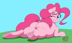  big_butt butt equid equine female feral friendship_is_magic hasbro hi_res looking_at_viewer looking_back looking_back_at_viewer mammal my_little_pony one_eye_closed pinkie_pie_(mlp) solo syscod wink 
