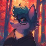  1:1 2022 anthro artist_name black_clothing black_hoodie black_topwear blue_body blue_eyes blue_fur blue_hair blue_nose bust_portrait cheek_tuft closed_smile clothed clothing dated eyewear facial_tuft fur glasses glistening glistening_eyes hair hi_res hoodie looking_at_viewer male mouth_closed mylafox outside portrait signature solo topwear tuft wearing_glasses white_body white_fur 