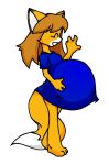  anthro barefoot canid canine feet female fox gesture huge_belly inari_tai mammal pantsless pregnant pregnant_female saburox side_view smile solo waving 