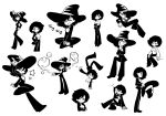  1boy ascot ca81127 closed_eyes crossed_legs frown ghost hand_on_own_face handstand hat male_focus monochrome mugen_mamiya mugen_shinshi one_arm_handstand one_eye_closed open_mouth pants parody sitting smile star_(symbol) style_parody 