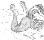  2017 anthro bed_sheet bedding brianna_jackson butt claws clothing female fur half-length_portrait legs_up mammal marcushunter mephitid nude panties paws portrait raised_tail signature skunk solo tail toe_claws underwear 