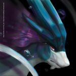  ambiguous_gender blue_body bubble detailed detailed_fur feral fur generation_2_pokemon hair headshot_portrait hi_res icon legendary_pokemon nintendo pokemon pokemon_(species) portrait purple_hair realistic red_eyes solo suicune virta virtalion water 