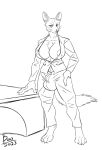 anthro big_breasts boo3 breasts bulge business_suit canid canine canis cleavage clothed clothing desk furniture genitals gynomorph hi_res hyper hyper_genitalia intersex jackal jekyll_black mammal nipples no_bra_under_clothes solo suit supervillain table 