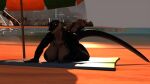  3d_(artwork) alizea_(blackie94) anthro beach big_breasts breasts digital_media_(artwork) feet female fightinlove glowing glowing_eyes looking_at_viewer lying nude on_front reptile scalie seaside snake solo 