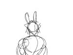  2d_animation animated anthro big_breasts boo3 boo_(boo3) breasts guide_lines gynomorph intersex lagomorph leporid mammal muscular rabbit sketch solo 