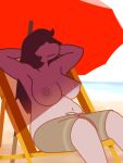  2023 3:4 anthro areola bangs beach beach_chair beach_umbrella belly big_breasts big_nipples bottomwear breasts casual_exposure cel_shading chair chubby_anthro chubby_female clothed clothing colored covered_eyes day deltarune detailed_background digital_media_(artwork) erect_nipples exhibitionism female female_focus furniture hair hands_behind_head hi_res huge_breasts huge_hips huge_thighs light lizard long_hair male_swimwear_challenge mammal navel nipples on_chair outside portrait public public_exposure purple_body purple_hair purple_skin reptile sand scalie sea seaside shaded sitting sitting_on_chair sleeping slightly_chubby solo solo_focus sunlight susie_(deltarune) swimming_trunks swimwear thick_thighs topless topless_anthro topless_female undertale_(series) warm_colors water wide_hips wtperv 