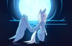  absurd_res anthro breasts chapaevv cutie_mark digital_media_(artwork) equid equine fan_character feathered_wings feathers female hair hasbro hi_res icy_heart large_wings looking_at_viewer mammal moon my_little_pony night nude pegasus solo standing water wet wet_body wet_hair wet_mane wings 
