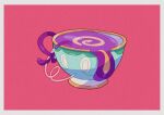  absurdres bendy_straw border cup drinking drinking_straw film_grain full_body highres no_humans pink_background pokemon pokemon_(creature) saiku_(zvlku) sinistea solo teacup white_border white_eyes 