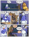  anthro big_butt blush bottomless bovid butt capreoline caprine clothed clothing comic deer deltarune duo embarrassed female genitals goat hi_res mammal noelle_holiday pussy rear_view reindeer tattoo theenfman toriel undertale_(series) 