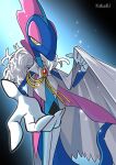  2022 5_fingers anthro blue_arms blue_body blue_head cape clothed clothing fingers generation_8_pokemon hi_res inteleon iris jewelry looking_at_viewer multicolored_body multicolored_head narrowed_eyes nintendo pink_body pink_eyelids pokemon pokemon_(species) pupils solo white_fingers white_hands white_pupils yellow_eyes yukari_(artist) 