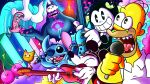  16:9 2020 4_fingers alien bendy_and_the_ink_machine bendy_the_dancing_demon black_body black_eyes blue_body blue_fur blue_nose bottomwear candy cherry chest_tuft claws clothing crossover dessert digital_drawing_(artwork) digital_media_(artwork) disembodied_head disney domestic_cat electric_guitar experiment_(lilo_and_stitch) eyewear felid feline felis finger_claws fingers food forehead_gem fruit fur gloves grin group guitar guitar_pick handwear head_tuft hi_res holding_guitar holding_guitar_pick holding_marker holding_microphone holding_object homer_simpson human inflatable jackalackin lilo_and_stitch lollipop mammal marker mickey_mouse microphone mouse murid murine musical_instrument open_mouth open_smile plant plucked_string_instrument psychedelic raised_arms red_bottomwear red_clothing red_shorts rodent round_ears shirt shorts singing smile stitch_(lilo_and_stitch) string_instrument sunglasses topwear tuft unknown_character volcano wave white_body white_clothing white_gloves white_handwear white_shirt white_topwear widescreen yellow_body yellow_skin 