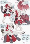  2022 black_pawpads breasts claws clothing clothing_penetration english_text erection faceless_character faceless_male female fingering fingering_through_clothing fur generation_7_pokemon genitals gloves_(marking) hair hi_res leg_markings lycanroc maid_uniform male male/female markings midnight_lycanroc moan moffeen multiple_scenes nintendo nipples pawpads penetration penis pink_nipples pokemon pokemon_(species) red_body red_eyes red_fur simple_background socks_(marking) text uniform vaginal vaginal_fingering vaginal_penetration white_hair 