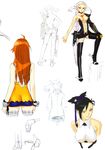  :d absurdres ass back bakuretsu_tenshi bangs bare_back bare_shoulders black_hair black_legwear boots bouncing_breasts braid breasts center_opening chaps character_sheet choker cleavage cowboy_hat directional_arrow dress fringe_trim from_behind hair_ornament hair_ribbon hakua_ugetsu halterneck hand_on_thigh hat high_heels highres holster lace lace-trimmed_thighhighs large_breasts leg_lift lineart long_hair looking_at_viewer looking_away maria_(bakuretsu_tenshi) meg_(bakuretsu_tenshi) midriff miniskirt multiple_girls navel no_bangs no_bra official_art open_mouth orange_hair outstretched_hand partially_colored prosthesis red_eyes ribbon scan sei_(bakuretsu_tenshi) shoes short_dress short_hair short_twintails sideboob sidelocks simple_background single_braid sketch skirt smile standing tattoo thigh_boots thighhighs translation_request twintails underboob upper_body western white_background white_hair white_legwear wristband yellow_eyes zettai_ryouiki 