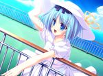  1girl blue_eyes blue_hair game_cg kujou_yuuka magus_tale summer_dress tenmaso 