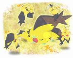  border cursor drooling electricity fading_border gen_2_pokemon hands hinekure multiple_persona no_humans pichu pokemon pokemon_(creature) saliva sleeping star 