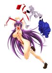  animal_ears blush breasts bunny_ears closed_eyes endou_tatsumi large_breasts long_hair md5_mismatch open_mouth purple_hair reisen_udongein_inaba slingshot_swimsuit smile solo swimsuit touhou 