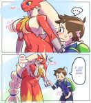  age_difference anthro avian backpack beak blaziken blue_eyes blush bouncing_breasts braided_hair breasts brown_hair bulge chest_tuft child clothing comic crotch_tuft duo edit erection erection_under_clothes female hair hand_holding human human_on_anthro interspecies jacket japanese_text large_hips larger_anthro larger_female looking_at_another male mammal musical_note nintendo nipple_outline older_female penis pok&eacute;mon pok&eacute;mon_(species) shorts simple_background single_braid size_difference smaller_human smaller_male text thick_thighs translated tuft umadura_ero under_boob video_games walking white_hair wide_hips young younger_male 馬面グルヌイユ 