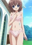  1girl blue_eyes blush bra brown_hair hair_ornament hairclip lingerie minase_yuka navel panties screencap short_hair solo stomach underwear underwear_only 