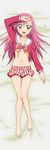  :d absurdres artist_request barefoot bikini blush dakimakura feet flat_chest front-tie_top full_body hand_on_forehead hayate_no_gotoku! highres katsura_hinagiku legs long_hair lying navel open_mouth pink_hair polka_dot polka_dot_bikini polka_dot_swimsuit school_uniform skirt smile solo swimsuit yellow_eyes 