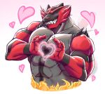  &lt;3 2019 5_fingers abs alpha_channel anthro belly_markings biceps biped black_fur black_markings black_stripes black_tail blush border brown_nose cheek_tuft claws daily-incineroar digital_drawing_(artwork) digital_media_(artwork) eyebrows eyes_closed facial_markings fangs felid fire forehead_markings front_view fur fur_tuft gesture gradient_background grey_fur half-length_portrait hand_heart happy in_love incineroar lighting long_tail male mammal markings multicolored_fur muscular muscular_male nintendo nude pantherine pecs pink_background pok&eacute;mon pok&eacute;mon_(species) portrait reaction_image red_eyebrows red_fur red_markings red_tail shadow sharp_teeth shoulder_tuft simple_background smile snout solo striped_fur striped_tail stripes teeth transparent_border triceps tuft two_tone_tail unibrow video_games white_background white_claws 