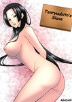  1girl agasan arms_behind_back ass bdsm big_breasts black_eyes black_hair blush boa_hancock bondage bound breasts chichibukai dark_hair highres large_breasts nipples nude one_piece sexy slave tenryuubito 