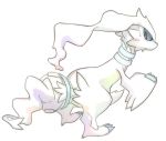  :&lt; alpha_channel ambiguous_gender black_sclera blue_eyes blush claws collar full_body fur legendary_pok&eacute;mon looking_back mammal nintendo pok&eacute;mon pok&eacute;mon_(species) pok&eacute;morph reshiram shin_(artist) solo sweat video_games white_fur 