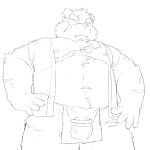  2023 absurd_res anthro asian_clothing bear clothing east_asian_clothing eye_patch eyewear fundoshi gouki_(the_spicy_ninja_scrolls) hi_res humanoid_hands japanese_clothing kemono male mammal musclegut navel nipples overweight overweight_male scar simple_background solo spoonlion the_spicy_ninja_scrolls underwear 