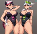  absurd_res animal_humanoid big_breasts blush breasts callie_(splatoon) camel_toe cephalopod cephalopod_humanoid clothing duo female hi_res huge_breasts humanoid inkling jmg looking_at_viewer marie_(splatoon) marine marine_humanoid mollusk mollusk_humanoid nintendo nipple_outline pseudo_hair splatoon squid_sisters_(splatoon) tight_clothing 