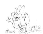  2017 anthro dragon fangs friendship_is_magic hasbro headshot_portrait male marcushunter my_little_pony one_eye_closed open_mouth portrait scales scalie signature solo spike_(mlp) teeth tongue western_dragon wink 