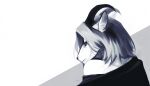  anthro artist_name black_clothing black_topwear bust_portrait clothed clothing ears_back female glistening glistening_eyes grey_eyes grey_hair hair inner_ear_fluff mouth_closed narrowed_eyes pivoted_ears portrait solo species_request topwear tuft unknowhiter white_body white_inner_ear_fluff 