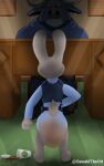  absurd_res anthro bovid bovine cape_buffalo chief_bogo clothing diaper diaper_under_clothing disney duo embarrassed feces female hi_res humiliation infantilism judy_hopps lagomorph leporid male mammal messing messy messy_diaper oswald_the_otter police_officer police_uniform rabbit scat soiling uniform zootopia 