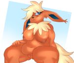  5_fingers anthro anthrofied areola big_breasts breasts curvy_figure eeveelution female fingers flareon fluffy fluffy_tail freckles fur generation_1_pokemon genitals hi_res looking_at_viewer neck_tuft nervous nintendo nipples nude orange_areola orange_body orange_fur orange_nipples petrovolt pokemon pokemon_(species) pokemorph pussy simple_background slightly_chubby solo spread_legs spreading tail thick_thighs tuft wide_hips yellow_tail 