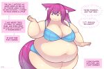  animal_humanoid belly big_belly big_breasts big_butt bra breasts butt canid canid_humanoid canine canine_humanoid cleavage clothed clothing dialogue female fox_humanoid hair hi_res huge_breasts huge_butt huge_thighs humanoid inner_monologue lai-e_(pixiveo) mammal mammal_humanoid navel obese obese_female obese_humanoid overweight overweight_female overweight_humanoid pixiveo purple_eyes purple_hair signature simple_background solo speech_bubble standing text thick_thighs underwear weight_gain 