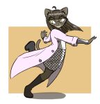  anthro beheleaf bottomwear clothed clothing digital_media_(artwork) domestic_cat eyewear felid feline felis female fur glasses hair mammal minna_(beheleaf) simple_background skirt smile solo 