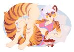  2023 4_toes 5_fingers absurd_res anthro black breasts brown_stripes clothed clothing digital_media_(artwork) eyebrows eyelashes feet felid female fingers fur hi_res kyotoleopard mammal midriff navel orange_body orange_fur pantherine purple_eyes striped_body striped_fur stripes tiger toes 