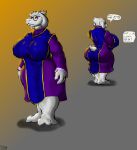  barefoot big_breasts big_butt bigshow breasts butt clothing dress fan_character feet female front_view gote hi_res rear_view solo tamzin toriel undertale_(series) wide_hips 