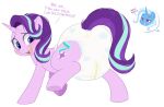  dialogue diaper diaper_fetish english_text equid equine female feral friendship_is_magic fur hair hasbro hi_res horn mammal my_little_pony purple_body purple_eyes purple_fur purple_hair quadruped shuphle starlight_glimmer_(mlp) text trixie_(mlp) unicorn 