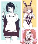  3girls :d bare_shoulders boku_no_hero_academia choker closed_mouth head_tilt highres jirou_kyouka komori_kinoko la_brava long_hair medium_hair multiple_girls nashimo_(drz_n) open_mouth red_hair short_hair smile tongue tongue_out twintails 