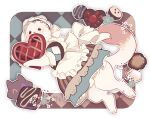  1other animalization apron aqua_dress barefoot brown_cookie candy chocolate_chip_cookie chocolate_syrup cookie dress ermine ferret food foodification frilled_apron frills full_body heart heart-shaped_cookie heterochromia holding holding_cookie holding_food kuya_(nu_carnival) looking_at_viewer maid_apron maid_headdress no_humans nu_carnival personification puffy_short_sleeves puffy_sleeves purple_eyes short_sleeves skirt tail topper_(nu_carnival) weasel white_apron yellow_eyes zym89622531 