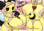  &lt;3 2023 absurd_res annabee_(woebeeme) antennae_(anatomy) anthro areola areola_slip arthropod arthropod_abdomen bee big_breasts big_butt black_body black_eyes black_skin blush blush_lines border bow_accessory breasts brown_body brown_fur butt candy chocolate clothed clothing dessert english_text female food food_fetish food_play fur gloves_(marking) hi_res holidays huge_breasts hymenopteran insect insect_wings mane markings mostly_nude nipple_outline no_pupils pink_background ribbons signature simple_background skimpy solo stinger striped_abdomen stripes text tongue tongue_out valentine&#039;s_day white_border wings woebeeme yellow_areola yellow_body yellow_skin 