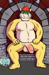  a_glitched_cat absurd_res anthro balls belly big_belly big_penis bowser feet foreskin genitals hi_res humanoid_feet koopa male mario_bros navel nintendo nipples overweight overweight_male pecs penis plantigrade scalie solo 