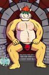  a_glitched_cat absurd_res anthro belly big_belly body_hair bowser bulge chest_hair clothing feet hairy hi_res humanoid_feet koopa male mario_bros navel nintendo nipples overweight overweight_male plantigrade pubes scaile scalie solo underwear 
