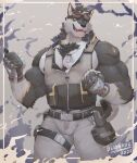  5_fingers absurd_res anthro arm_tuft black_body black_fur blissade canid canine claws countershade_face countershade_fur countershade_torso countershading elbow_tuft fingers fur fur_tuft hi_res kemono male mammal muscular muscular_anthro muscular_male pawpads solo tail tuft 