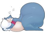  all_fours anthro armband ass_up big_breasts big_butt blue_body breasts butt digital_media_(artwork) eyes_closed female generation_1_pokemon huge_breasts huge_butt kaizocns nintendo on_ground pillow pillow_hug pokemon pokemon_(species) side_view simple_background sleeping snorlax solo sound_effects teeth thick_thighs vowelless vowelless_sound_effect white_background zzz 