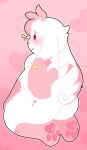  ambiguous_gender anthro ass_out blush blush_lines cupid_(luvbunny) domestic_rabbit ear_piercing ear_ring fur hi_res lagomorph leporid looking_away lop_rabbit luvbunny mammal oryctolagus pawpads piercing pink_body pink_fur rabbit ring_piercing short_tail sitting solo tail 