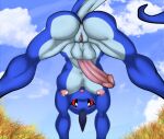 2015 anthro anus areola balls bent_over big_penis blue_body blue_scales blue_skin breasts butt casual_nudity cloud genitals grass herm intersex june_(justathereptile) justathereptile komodo_dragon lizard looking_at_viewer low-angle_view monitor_lizard nipples non-mammal_breasts nude open_mouth outdoor_nudity outside penis pink_anus pink_areola pink_nipples pink_penis pink_pussy plant pussy red_eyes reptile scales scalie scutes sky solo spread_legs spreading surprised_expression tail watermark 