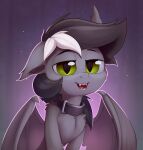  absurd_res ambiguous_gender anti1mozg bat_pony bat_wings black_hair chest_tuft claws collar digital_media_(artwork) ear_tuft equid eyebrows fan_character fangs feral fur green_eyes grey_body grey_fur hair hasbro hi_res inner_ear_fluff mammal membrane_(anatomy) membranous_wings multicolored_hair my_little_pony open_mouth open_smile pupils sharp_teeth shoulder_tuft slit_pupils smile spread_wings teeth tuft two_tone_hair white_hair wing_claws wings 